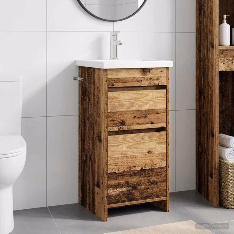 Mobile da bagno con lavabo vidaXL in legno color marrone, L 42 cm x P 40 cm x H 84,5 cm