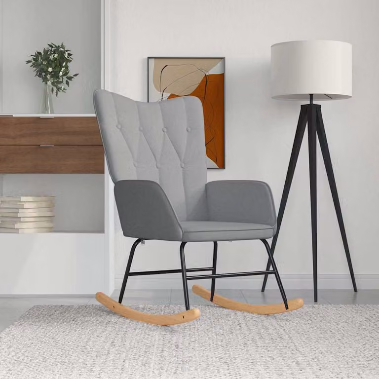Sedia a dondolo vidaXL moderna in tessuto grigio chiaro per adulti