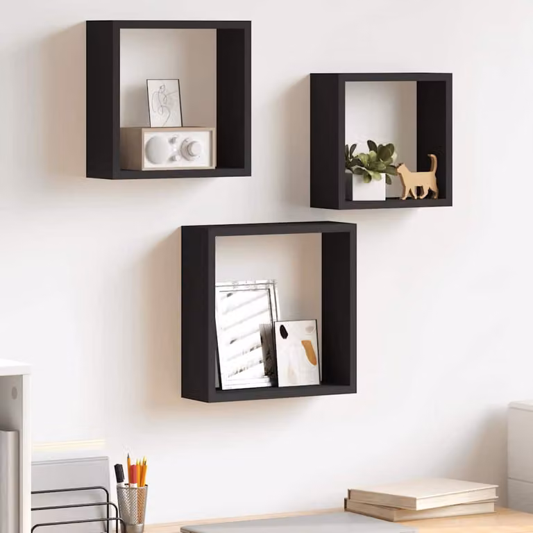 Set di 3 mensole a cubo da parete vidaXL bianche in MDF con design moderno e finitura opaca