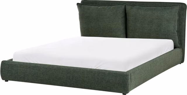 Letto matrimoniale ad acqua Beliani IT in tessuto verde con struttura in legno e doghe, L/P/H: 160 x 200 x 122 cm