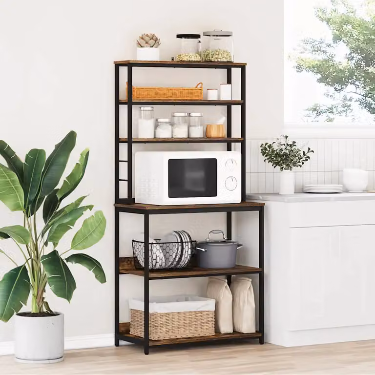 vidaXL Mensola da cucina a 5 livelli in stile industrial, Rovere fumé, L 80 cm x P 40 cm x H 168 cm