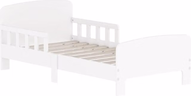 Letto singolo per bambini XYLO bianco con barriera anticaduta e rete a doghe L/P/H: 140 x 70 x 74,2 cm