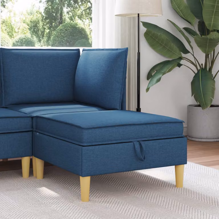 Pouf con contenitore vidaXL in tessuto blu con design minimalista L/P/H: 40 x 40 x 40 cm