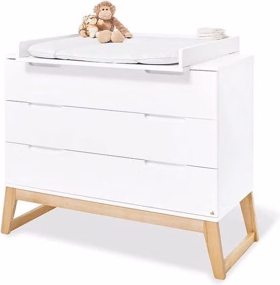 Tavolo di cura e culla multifunzione per bambini in legno bianco laccato L/P/H: 120 x 77 x 101 cm