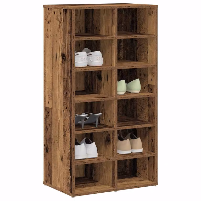 Scarpiera vidaXL in stile rustico marrone con ripiani in MDF, L: 54 cm, P: 34 cm, H: 100,5 cm