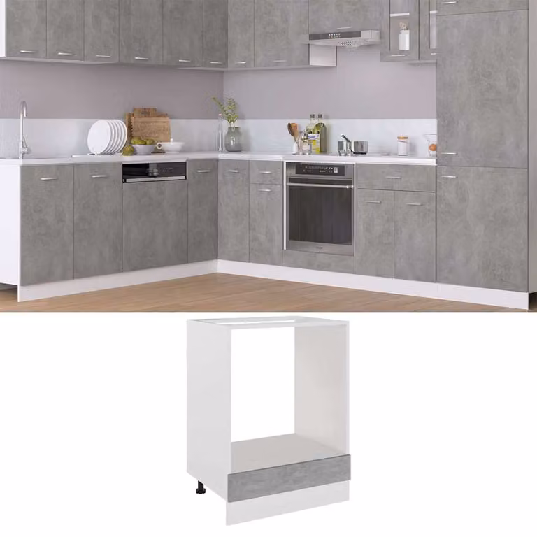 Mobile per forno vidaXL Riga Grigio Cemento L: 60 cm, P: 46 cm, H: 81,5 cm