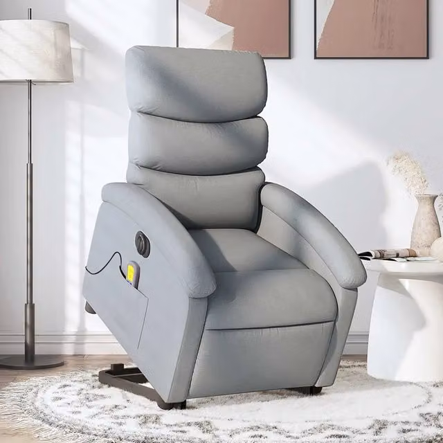 Poltrona Alzapersona Elettrica con Massaggio vidaXL Grigio Moderno in Tessuto
