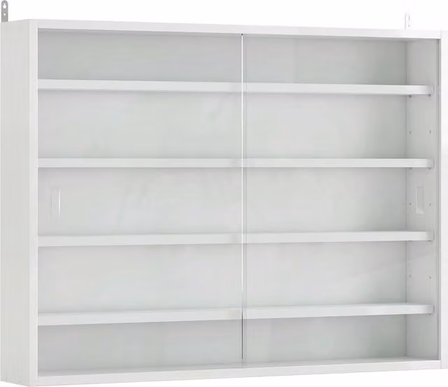 Vetrina da parete HOMCOM in legno bianco con ripiani regolabili e 2 ante scorrevoli in vetro L 80 cm, P 9,5 cm, H 60 cm