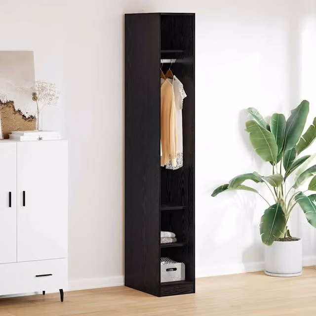 Guardaroba vidaXL in Rovere Nero con Ante a Battente e Ripiani Interni L/P/H: 30 x 50 x 200 cm