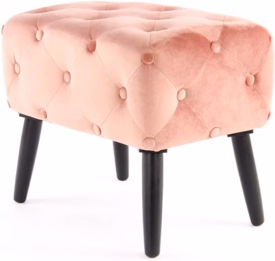 Panca pouf in velluto rosa con stile Chesterfield di KENDRA HOME