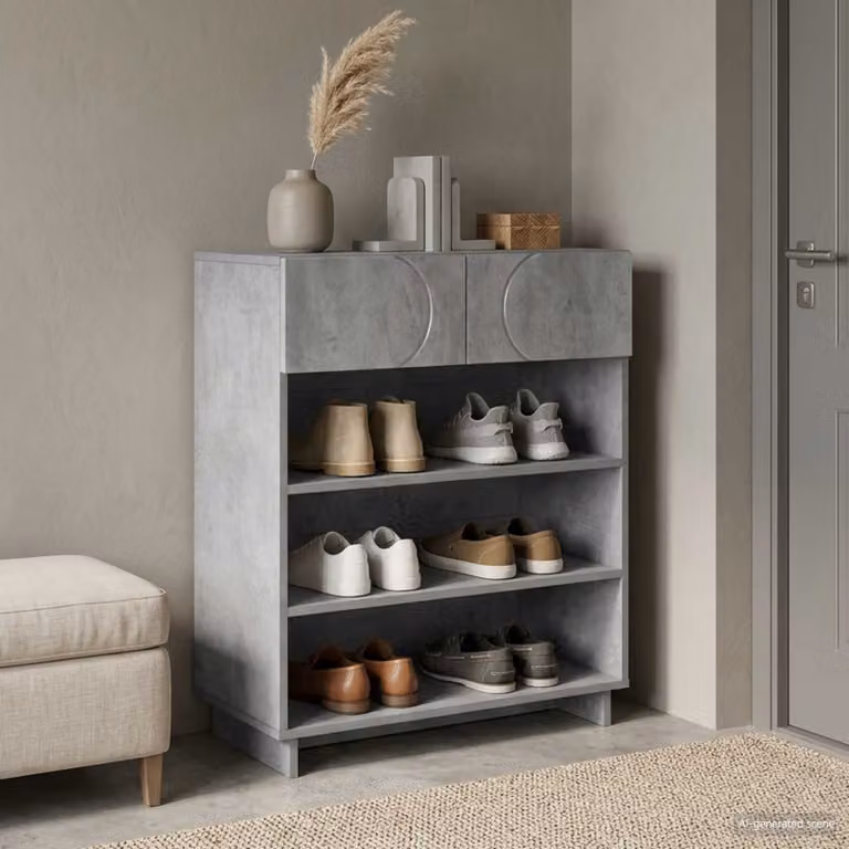 Scarpiera moderna vidaXL in legno MDF Grigio con ante a battente e ripiani, L/P/H: 73 x 38 x 87,5 cm