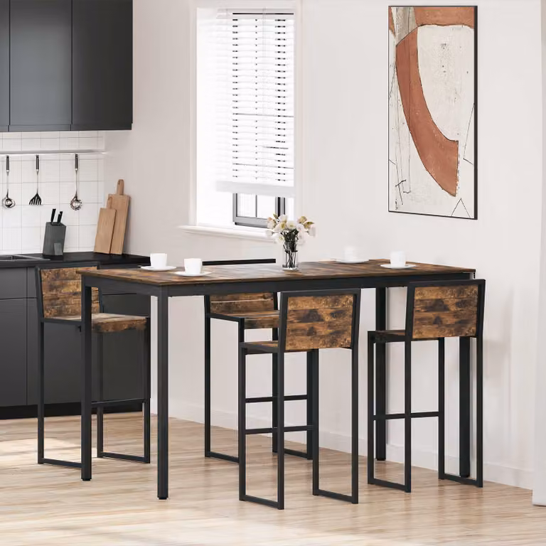 vidaXL Tavolo Bar Moderno Rettangolare in Legno Ingegnerizzato e Metallo, L 180 x P 90 x H 105 cm