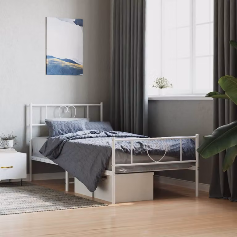 vidaXL Giroletto in metallo con testiera e pediera, Bianco, L 80 cm x P 200 cm