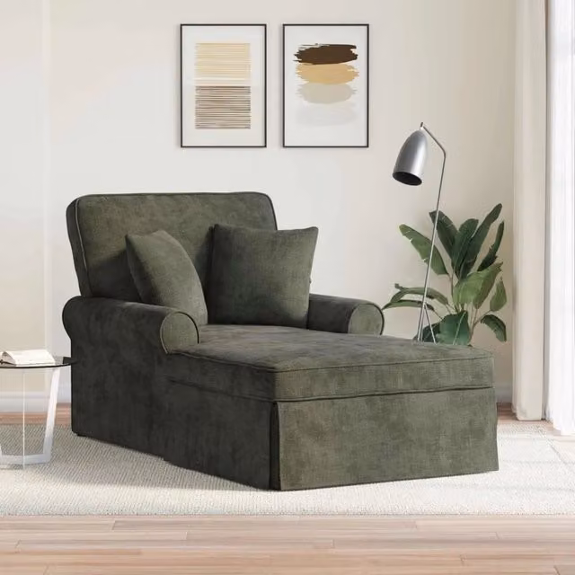Chaise Longe Moderna vidaXL con Gonna e Cuscini, Verde, L: 157 cm, P: 91 cm, H: 91 cm