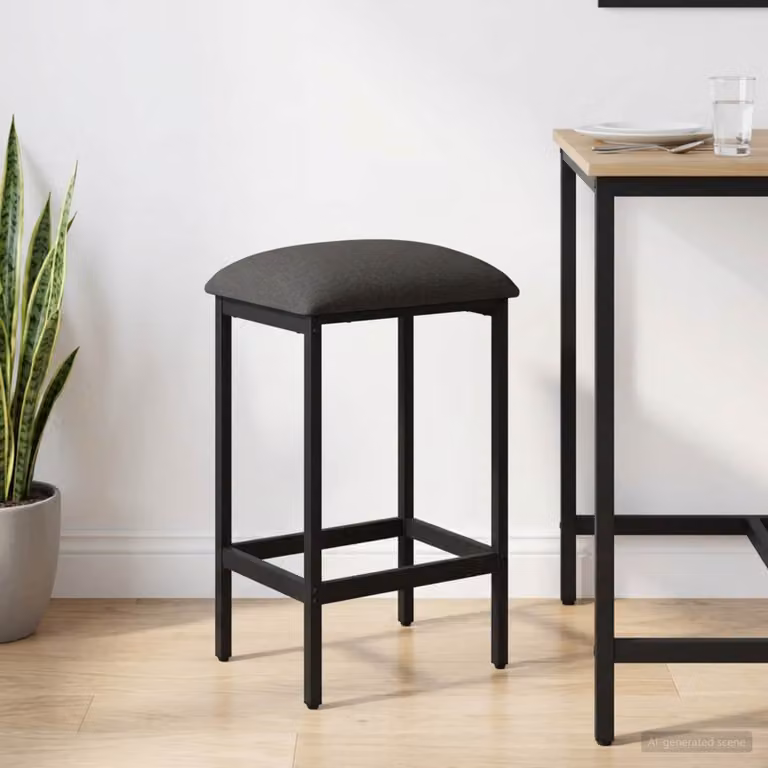Sgabello da bar moderno vidaXL in tessuto grigio con struttura in metallo L: 40 cm, P: 32 cm, H: 74 cm