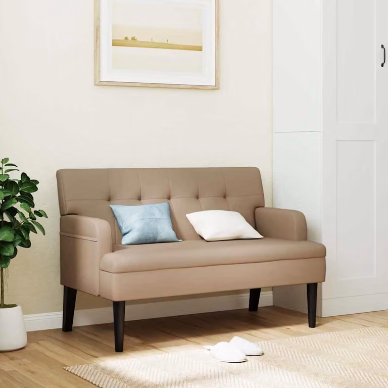Panca con schienale vidaXL in similpelle color cappuccino, L: 112 cm, P: 65,5 cm, H: 75 cm