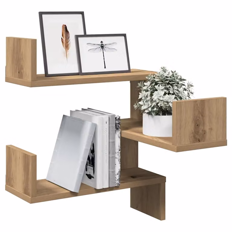 Set di 2 mensole angolari vidaXL in MDF marrone opaco, L/P/H: 40 x 40 x 49,5 cm