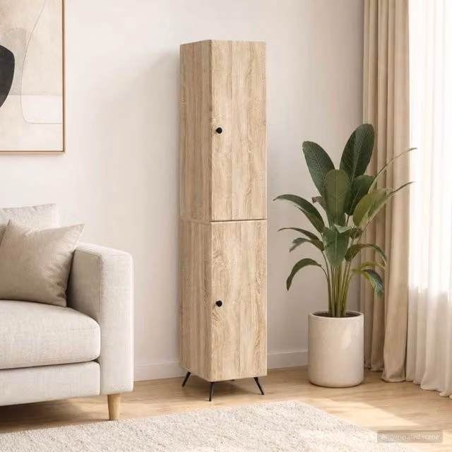 Set di 2 armadi moderni vidaXL in legno MDF color rovere marrone per soggiorno o ufficio in casa