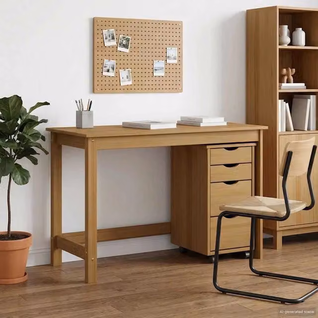 Set scrivania e mobiletto su ruote MOSS vidaXL, Marrone, 2 pezzi