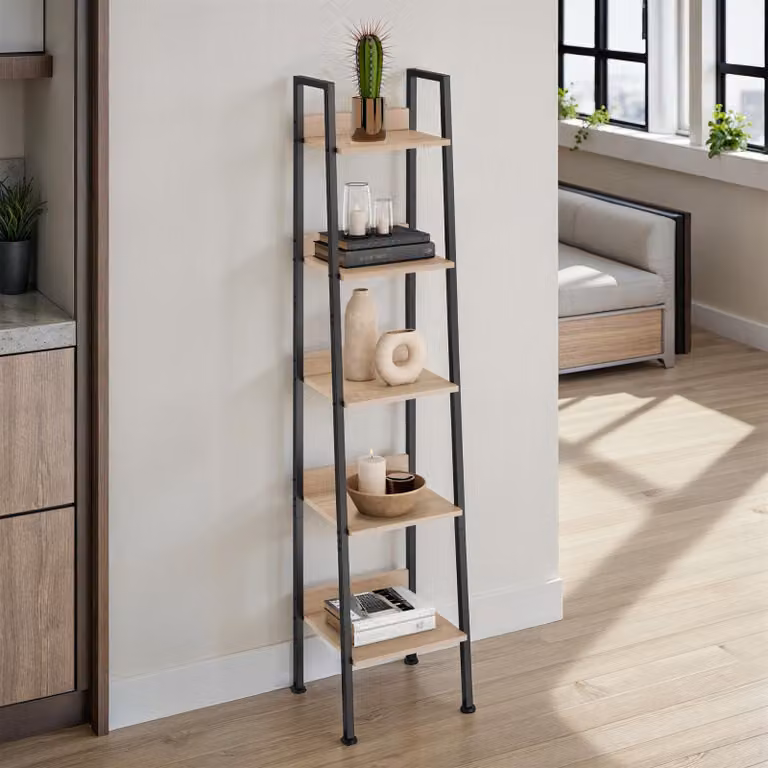 Scaffalatura Industriale Tectake in Legno Rovere Sonoma e Metallo, Marrone, L/P/H: 35,5 x 31,5 x 170,5 cm