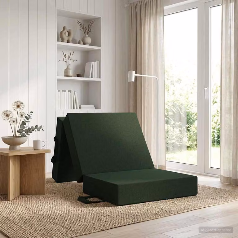 vidaXL Divano Letto Pieghevole Moderno in Tessuto Verde, L: 75 cm, P: 63 cm, H: 45 cm