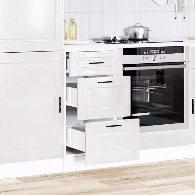 Mobiletto da cucina base vidaXL bianco lucido in MDF con ante e cassetti