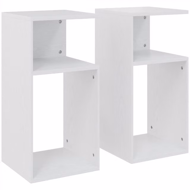 Set di 2 tavolini da salotto moderni HOMCOM con ripiano aperto, colore bianco
