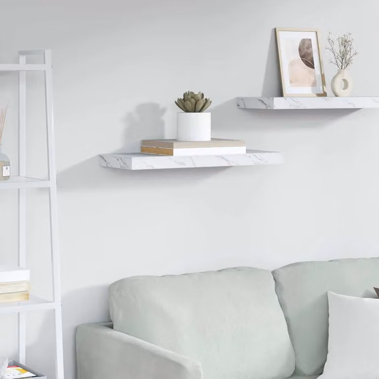 Scaffale da parete moderno vidaXL in marmo bianco L: 60 cm, P: 23 cm, H: 3,8 cm