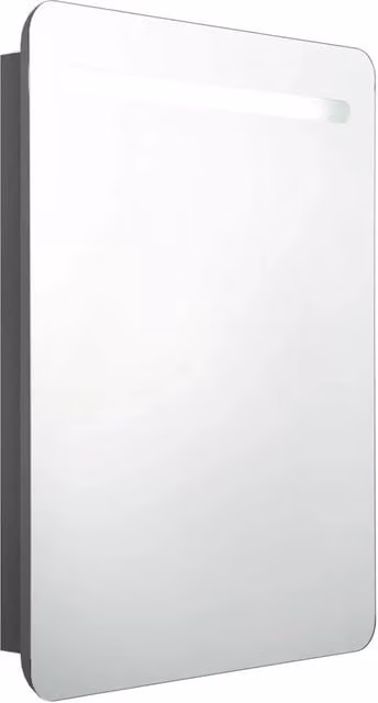 Armadietto da bagno moderno con specchio e illuminazione LED, Grigio, L: 60 cm, P: 11 cm, H: 80 cm