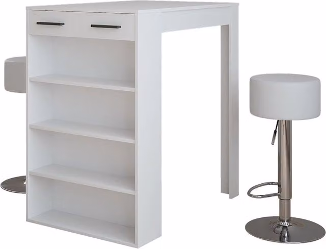 Set di tavolo da bar Repose bianco con 2 sgabelli Vicco, L: 100 cm, P: 67 cm, H: 106 cm