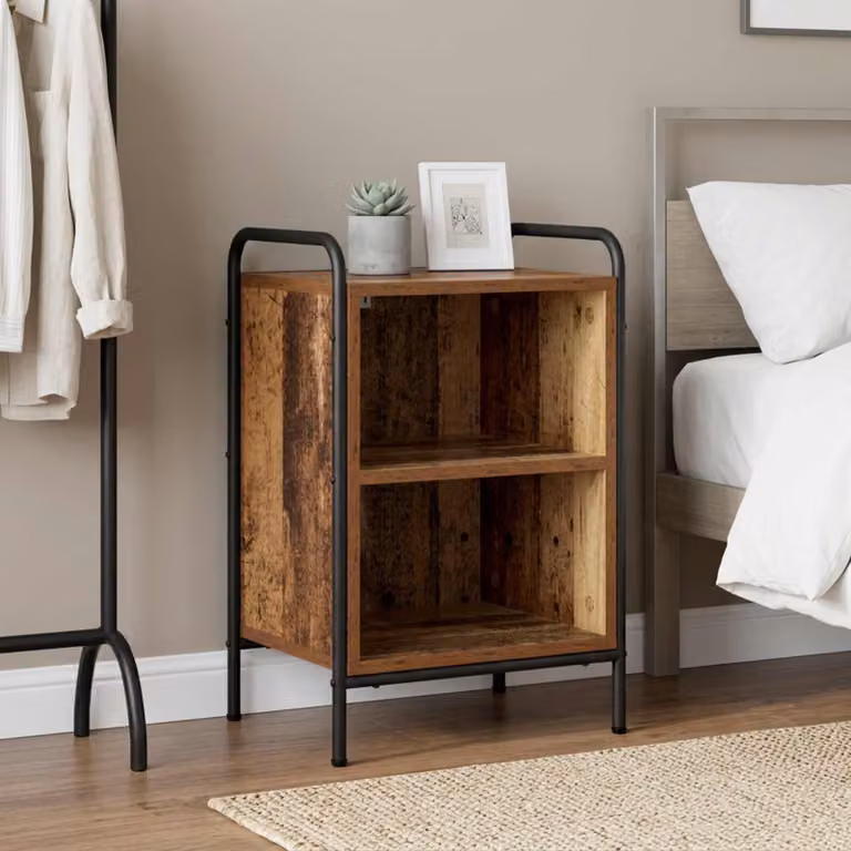 Armadio da notte vidaXL in legno e metallo marrone stile moderno L: 40 cm, P: 30 cm, H: 60 cm