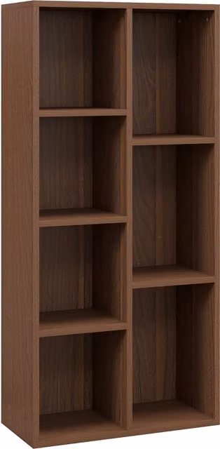 Libreria a Cubi HOMCOM in Legno con 7 Ripiani di Diverse Dimensioni, Colore Noce, L 50 x P 24 x H 106 cm