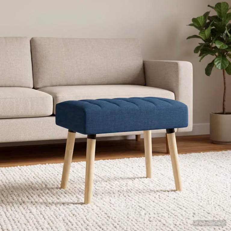 Panchina trapuntata a canale vidaXL in tessuto blu con struttura in legno di gomma L: 60 cm, P: 40 cm, H: 45 cm