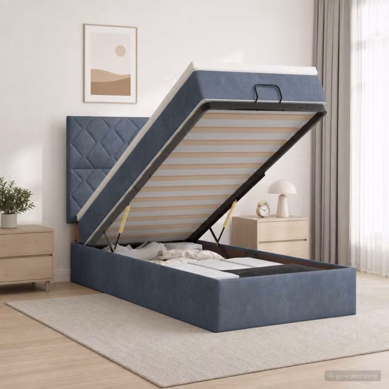 Letto ottomano con materasso vidaXL in velluto con base a sollevamento, L/P/H: 203 x 100 x 128 cm