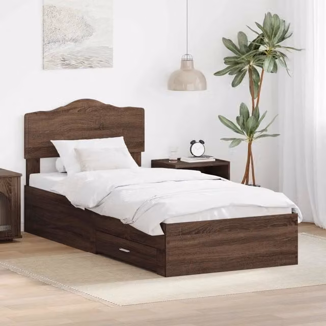 Struttura letto con cassetto vidaXL in legno Rovere Marrone 70 x 140 cm