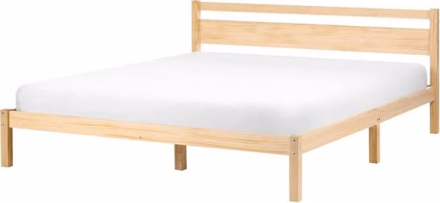 Letto matrimoniale Beliani in legno di pino in stile scandinavo con rete a doglie fisse L/P/H: 208 x 180 x 150 cm