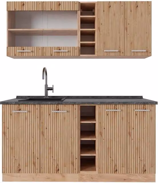 Cucina moderna Vicco R-Line in rovere e antracite L: 160 cm, P: 60 cm, H: 81,6 cm