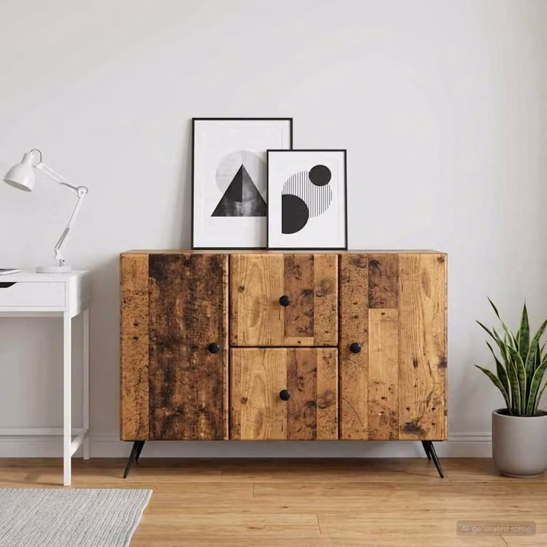 Credenza moderna vidaXL in legno ingegnerizzato marrone con illuminazione integrata L/P/H: 89 x 34,5 x 60 cm