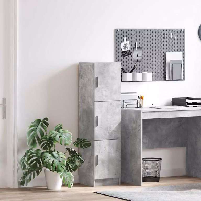 Credenza moderna vidaXL in grigio cemento con ante a battente L/P/H: 122.5 x 31.5 x 32 cm