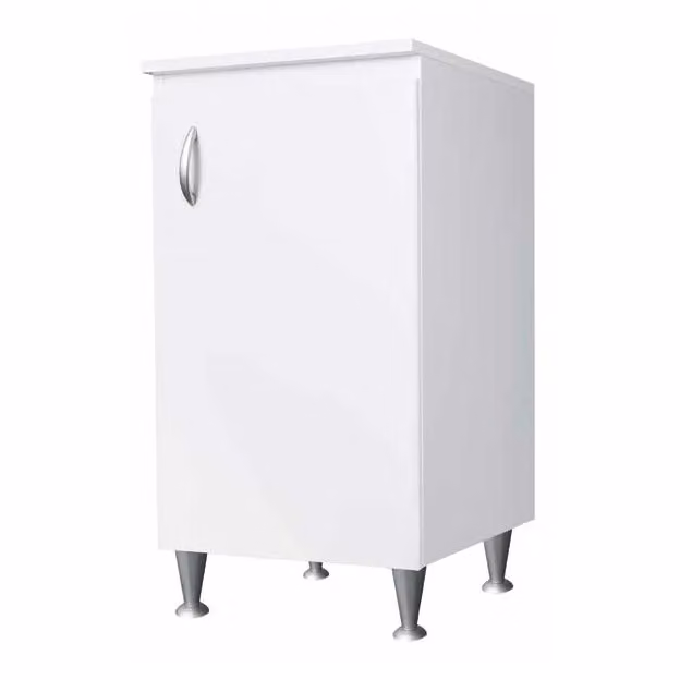 Mobile lavanderia Negrari con 1 anta e ripiano interno, legno idrofugo bianco, L: 45 cm, P: 50 cm, H: 86,5 cm