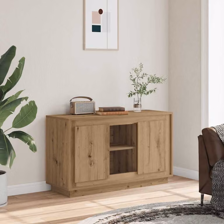 Credenza in legno Rovere vidaXL, colore marrone, L 102 x P 35 x H 60 cm