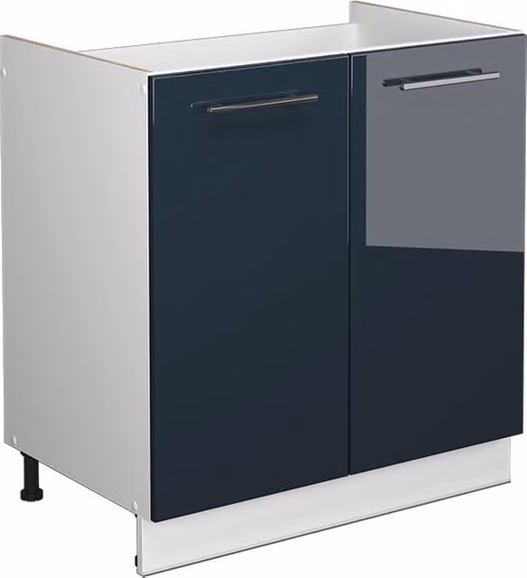 Mobile lavello cucina Fame-Line Vicco Blu scuro lucido e Bianco L: 80 cm