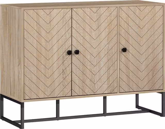 Buffet HOMCOM per soggiorno e cucina in rovere con 2 ante e ripiani regolabili L: 108 cm, P: 40 cm, H: 80 cm