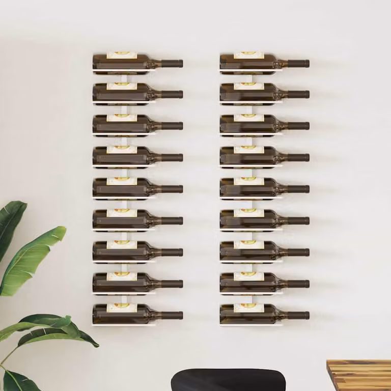 Set di 2 Portavini da Parete vidaXL in Metallo Bianco per 9 Bottiglie