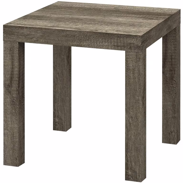 VESTIAMO CASA Tavolino quadrato moderno in legno Rovere scuro, L/P/H: 45 x 45 x 45 cm
