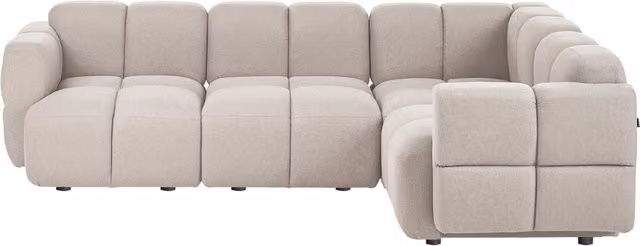 Divano angolare modulare Beliani a 4 posti in tessuto beige con struttura in legno massello, stile moderno, L/P/H: 252 x 175 x 74 cm