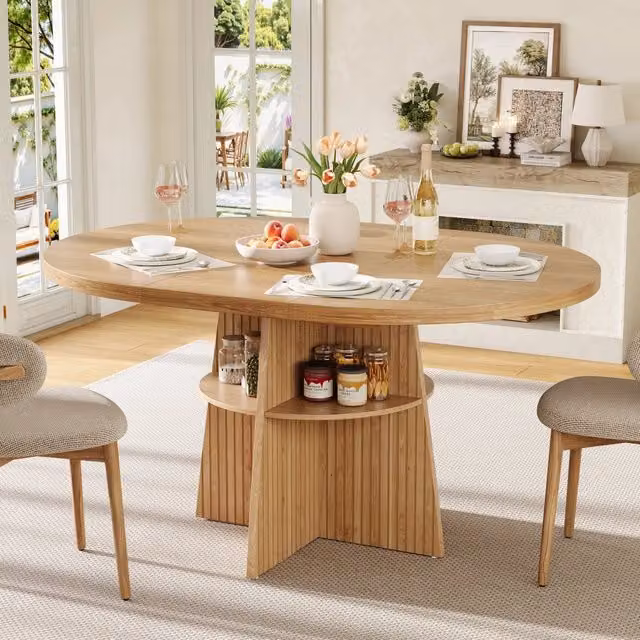Tavolo da pranzo rotondo allungabile MIVRAY in MDF color marrone con finitura opaca, L/P/H: 110 x 110 x 77.5 cm