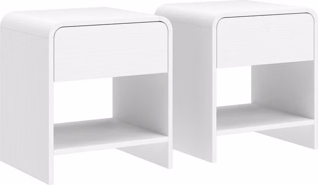 Set di 2 comodini moderni HOMCOM con cassetto e scomparto aperto, bianco, L 40 cm x P 35 cm x H 45 cm
