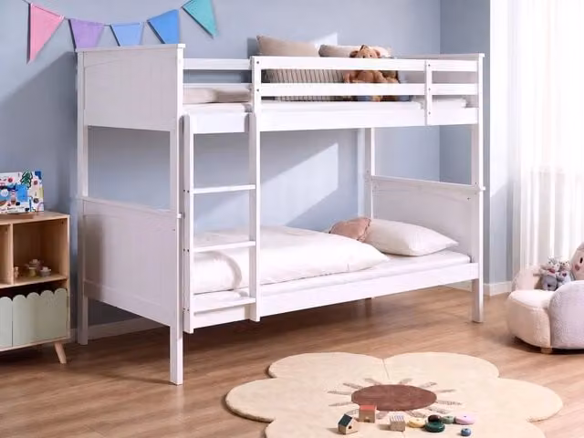 Letto a castello Beliani in legno di pino bianco per bambini, L/P/H: 206 x 120 x 151 cm