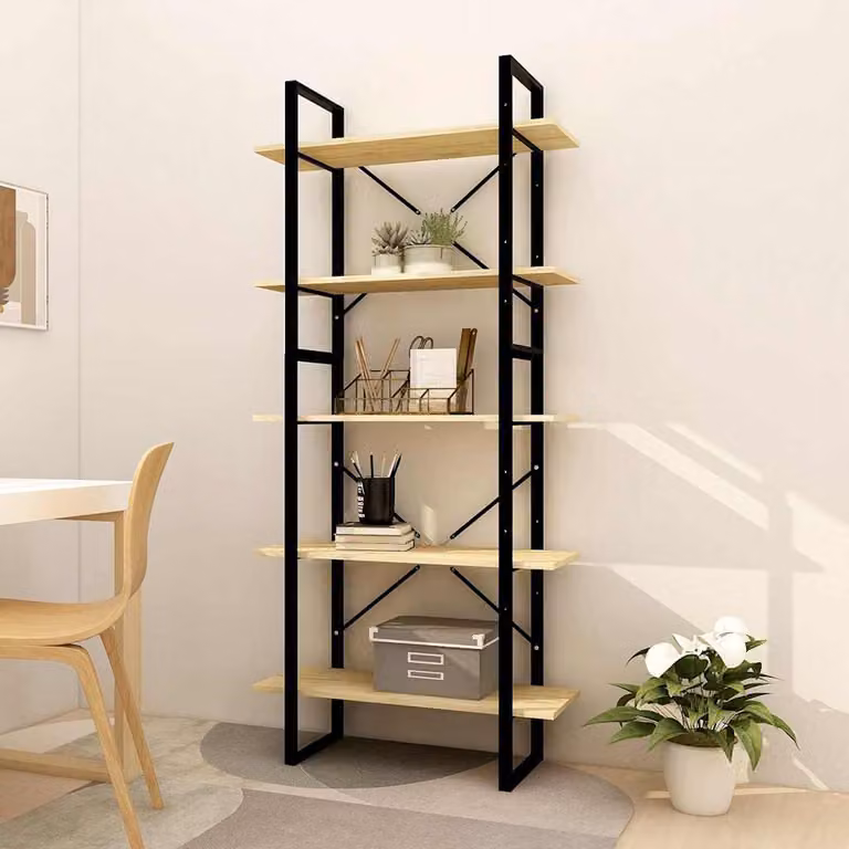 Libreria Industrial vidaXL in Legno di Pino e Metallo, Colore Marrone, L 80 cm x P 30 cm x H 175 cm